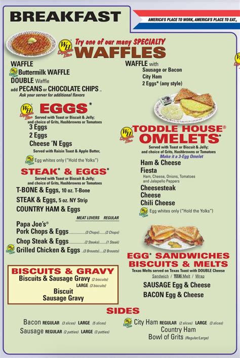 Wayne's waffle house menu - 